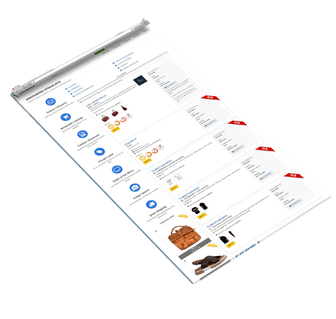 Vendere all'estero stock di abbigliamento, maglieria, calzature, pelletteria, gioielli, accessori moda